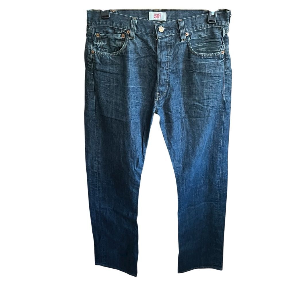 Levi Straus Men's Classic 501 Dark Wash Straight Leg Button Fly Jeans Size 34x34